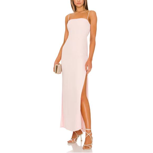Superdown Pink Maxi Slip Dress SMALL Chiffon Addison Gown Pastel Revolve $88 - Picture 1 of 8